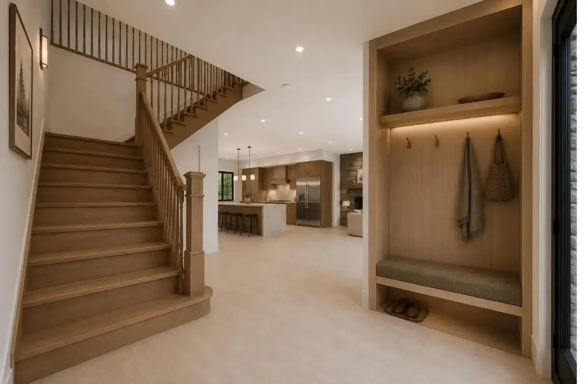 Mud room after — classic and open